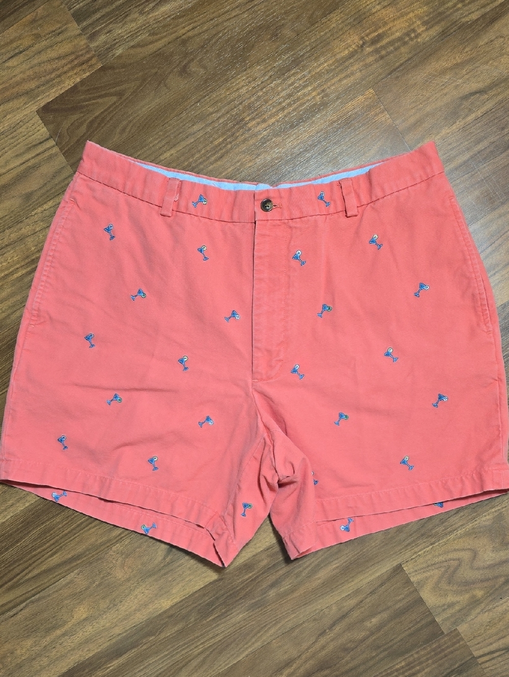 Brooks Brothers Martini Embroidered Shorts - 5.5" - Salmon Color
